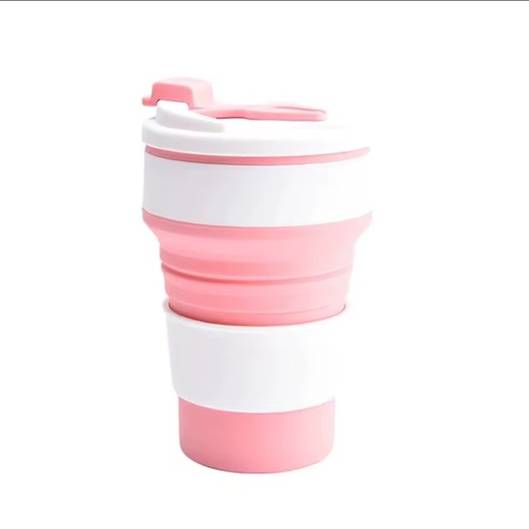 Other - 350ML Food-Grade Silicone Folding Cup, With Lid, Reusable Portable Coffee Cup,